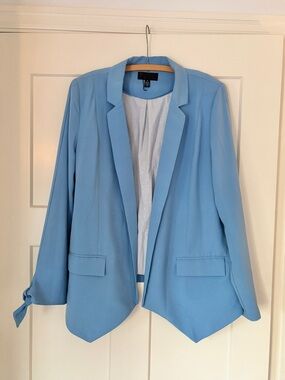 Anthropologie light blue open-front blazer